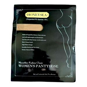 Honeysea Nylon Spandex Pantyhose – 1 Black / 1 Nude (Medium) New In Package